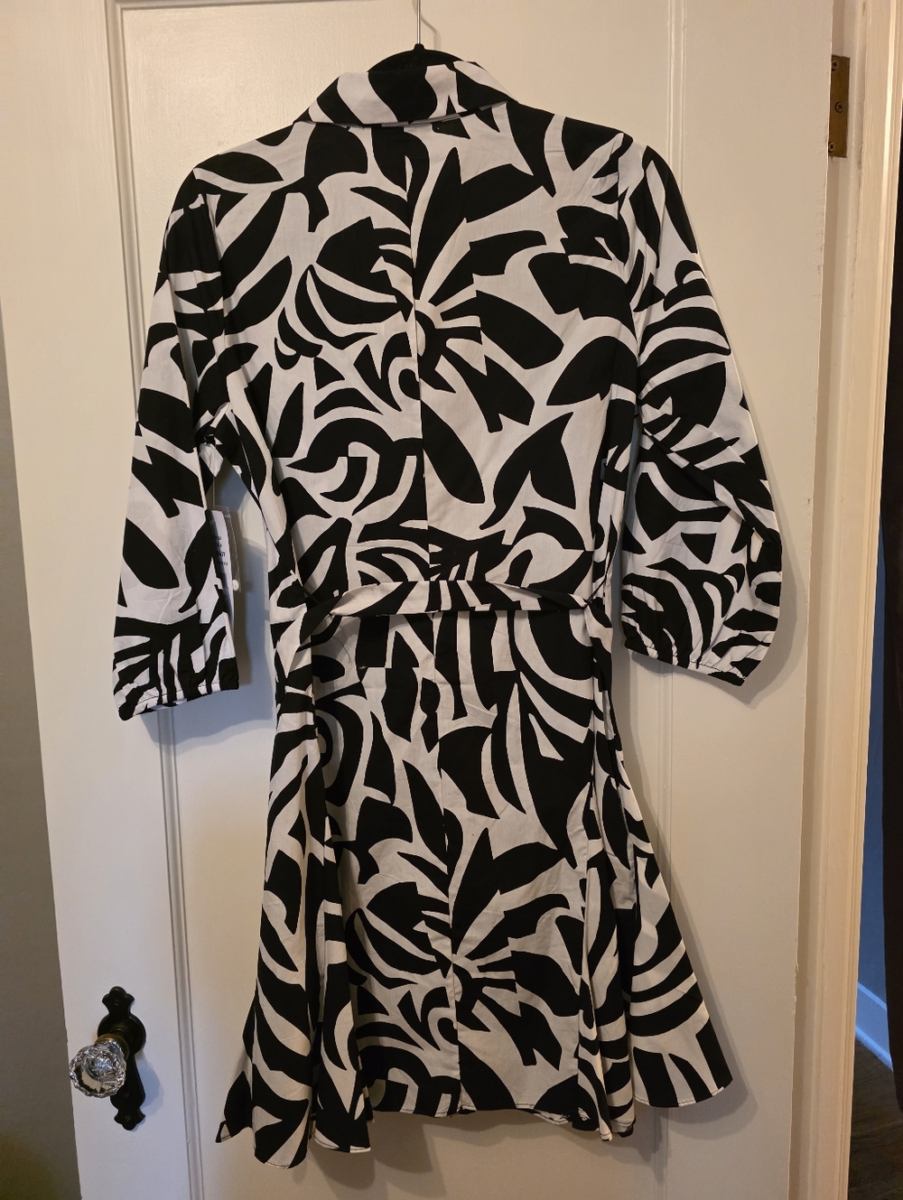 MSK Macy's Abstract Swirl NWT Belted Shirt Dress Medium Ruffle Back - Picture 4 of 8